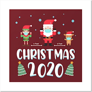 Christmas 2020 Quarantine Santa Wearing Mask Elf Reindeer Posters and Art